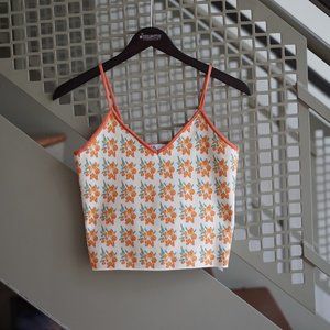 Zara orange and white floral cami top